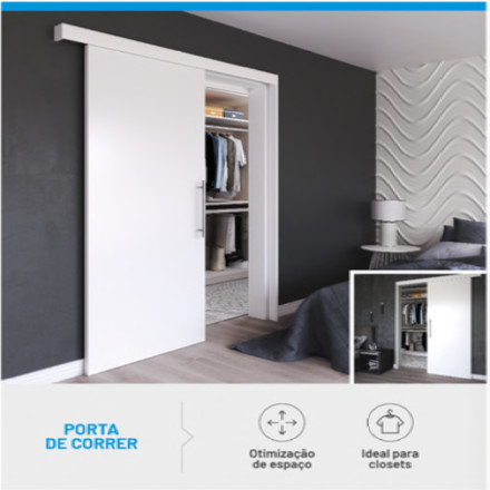 KIT PORTA DE CORRER COMPLETA BRANCO LAC UV